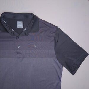 Callaway Mens Golf Polo Shirt M Opti-Dri Moisture Wicking Activewear Black Grey